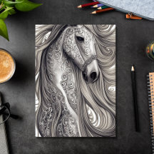 Beautiful Ornate Silver Gray Horse Birthday