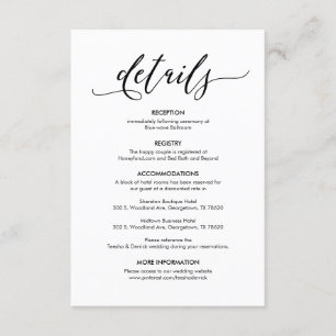 Beautiful Our Wedding Details Modern Rustic Black Enclosure Card