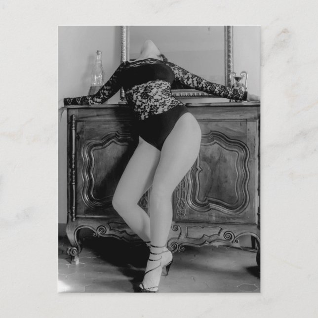 Beautiful Outdoor B&W lingerie Postcard (Front)