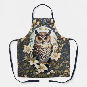 Beautiful Owl And Jasmine Flowers Apron