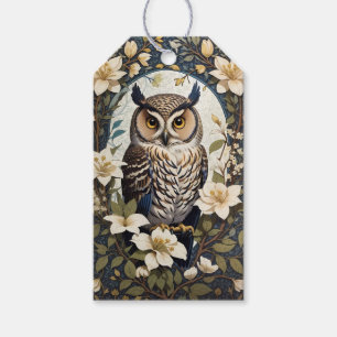 Beautiful Owl And Jasmine Flowers Gift Tags