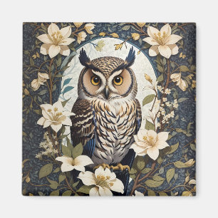 Beautiful Owl And Jasmine Flowers Magnet