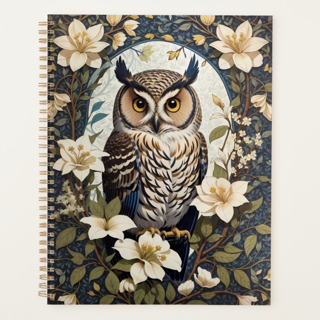 Beautiful Owl And Jasmine Flowers  Planner (Front)