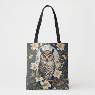 Beautiful Owl And Jasmine Flowers Tote Bag