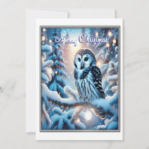 Beautiful Owl In A Winter Wonderland Christmas Holiday Card