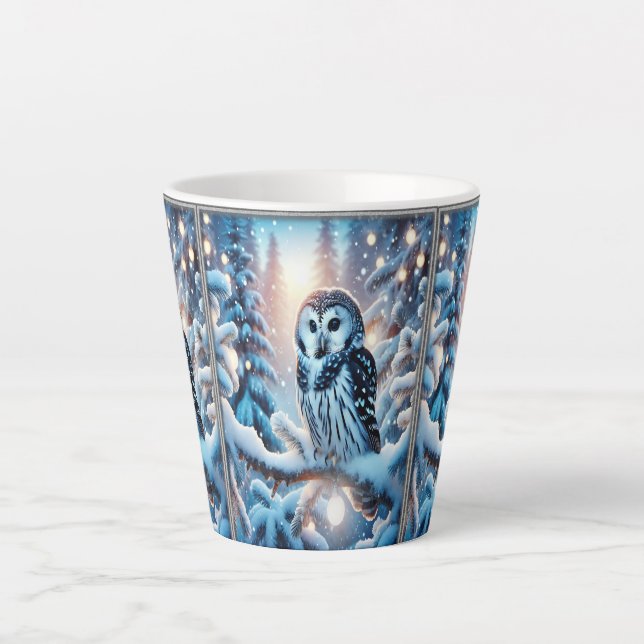 Beautiful Owl In A Winter Wonderland Christmas Latte Mug (Front)