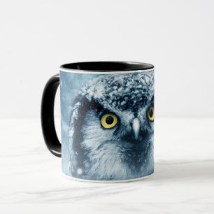 Beautiful Owl in snow Mug