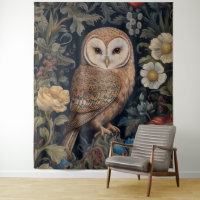 Beautiful owl in the garden art nouveau style