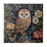 Beautiful owl in the garden art nouveau style tile<br><div class="desc">Beautiful owl in the garden art nouveau style,  William Morris inspired art.</div>