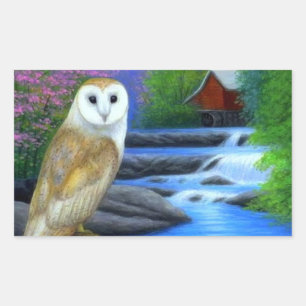 beautiful owl nature poster rectangular sticker