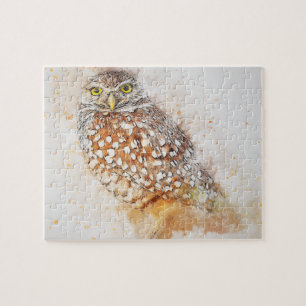 Beautiful Owl Painting   Awesome White Brown Owl Jigsaw Puzzle