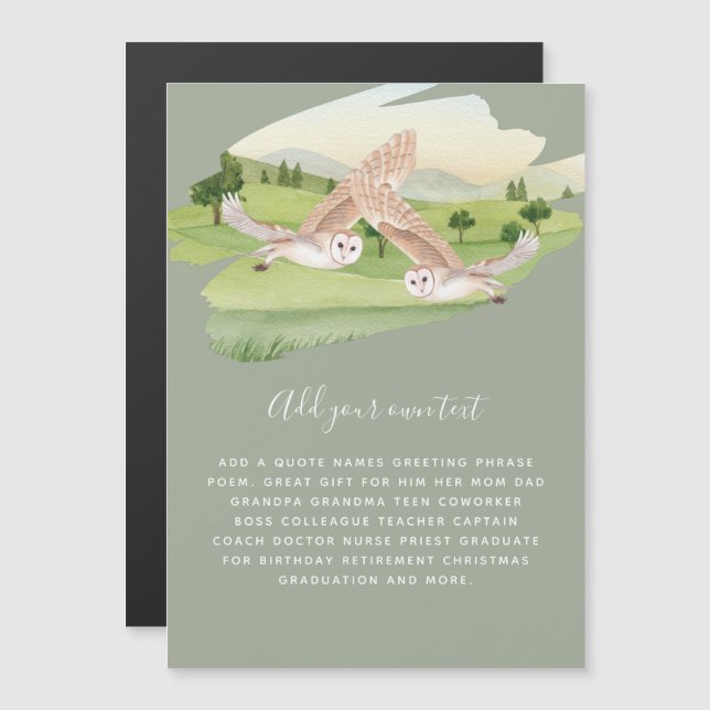 Beautiful OWLS flying in countryside Personalised (Front/Back)