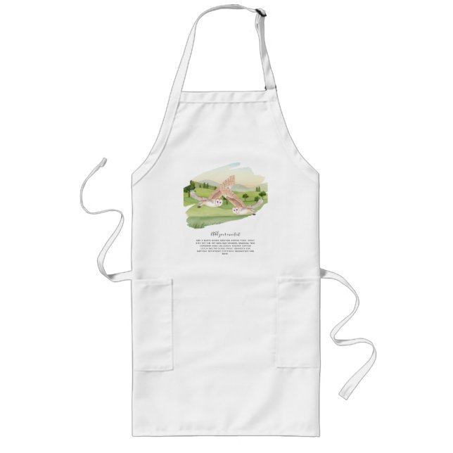Beautiful OWLS flying in countryside Personalised Long Apron (Front)