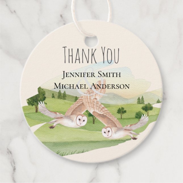 Beautiful OWLS Wedding Favour Tags (Front)