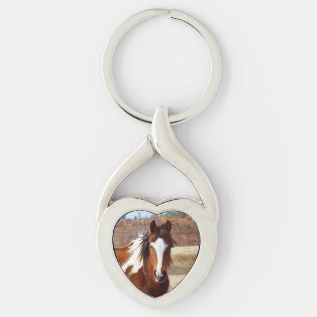 Beautiful Paint Horse Heart Keychain (Front)