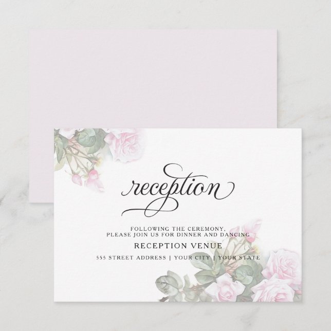 Beautiful Painted Pink Roses  BarefootBride™ Invitation (Front/Back)
