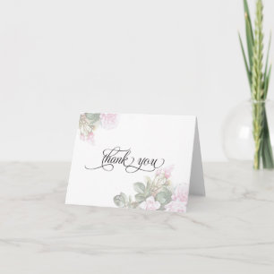 Beautiful Painted Pink Roses  BarefootBride™ Thank You Card
