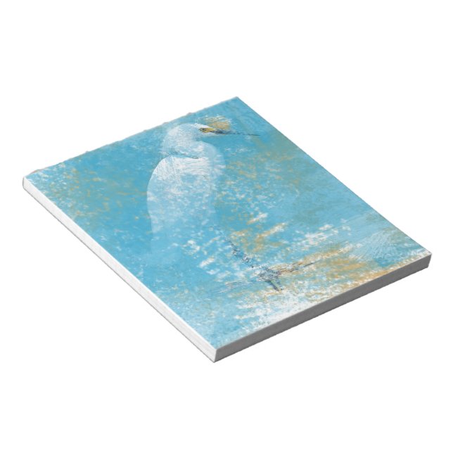 Beautiful Painted Snowy Egret Memo Pad (Angled)