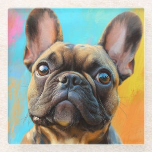 BEAUTIFUL PAINTING FRENCH BULLDOG DOG GLASS COASTER