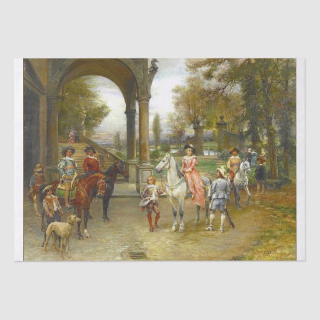 Beautiful painting of a 17th C Scene for decoupage Tissue Paper (Front)