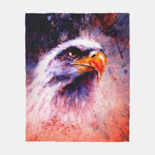 beautiful painting of eagle on an abstract backgro fleece blanket