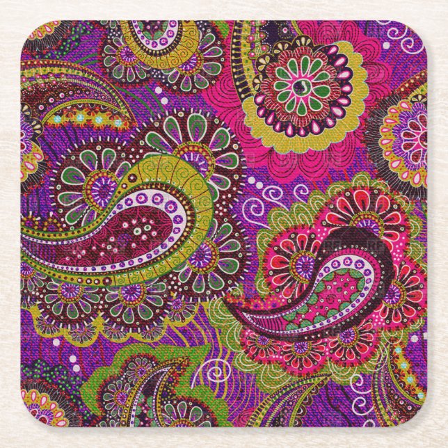 Beautiful Paisley Coaster Set (Front)