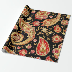 Beautiful Paisley Pattern Dark And Red Design Wrapping Paper