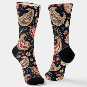 Beautiful Paisley Pattern Dark N Red Mix Socks