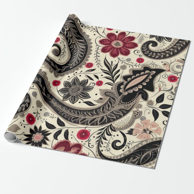 Beautiful Paisley Pattern  Wrapping Paper (Unrolled)
