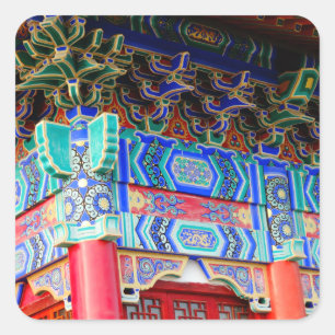 Beautiful Palace Art from Seoul, S. Korea on a Square Sticker