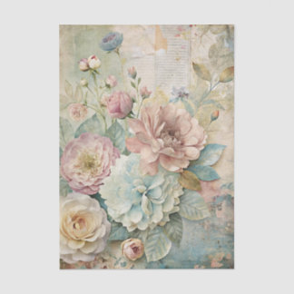 Beautiful Pale Peonies on Distressed Background Tissue Paper