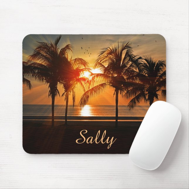 Beautiful Palm Trees Beach at Sunset Personalised Mouse Mat (With Mouse)