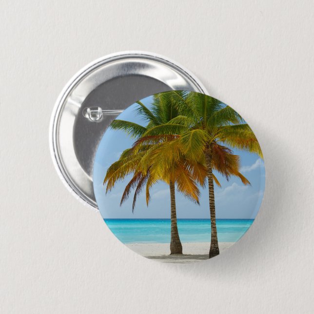 Beautiful Palm Trees on a Tropical Beach 6 Cm Round Badge (Front & Back)