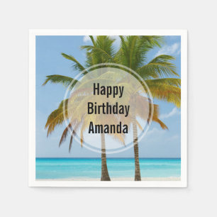 Beautiful Palm Trees on a Tropical Beach Birthday Napkin