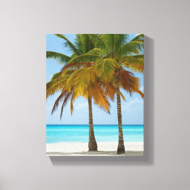 Beautiful Palm Trees on a Tropical Beach Canvas Print (Front)