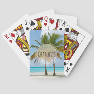 Beautiful Palm Trees on a Tropical Beach Playing Cards