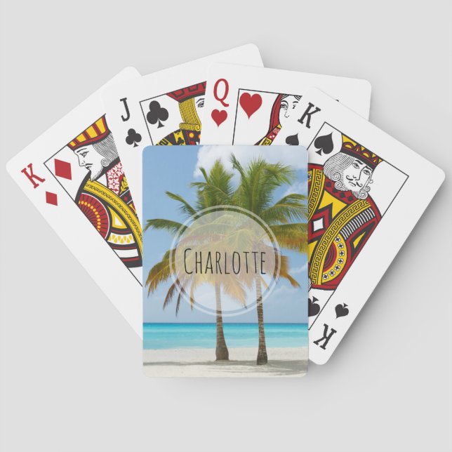 Beautiful Palm Trees on a Tropical Beach Playing Cards (Back)