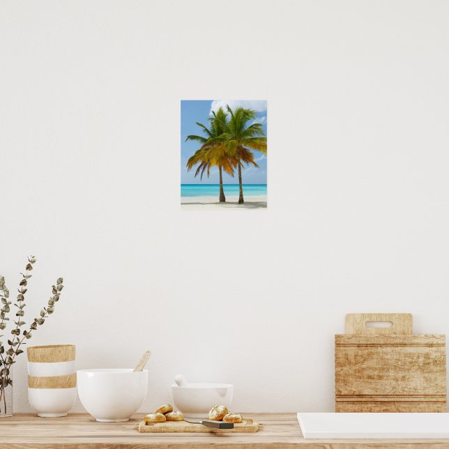 Beautiful Palm Trees on a Tropical Beach Poster (Kitchen)