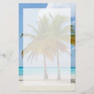 Beautiful Palm Trees on a Tropical Beach Stationery