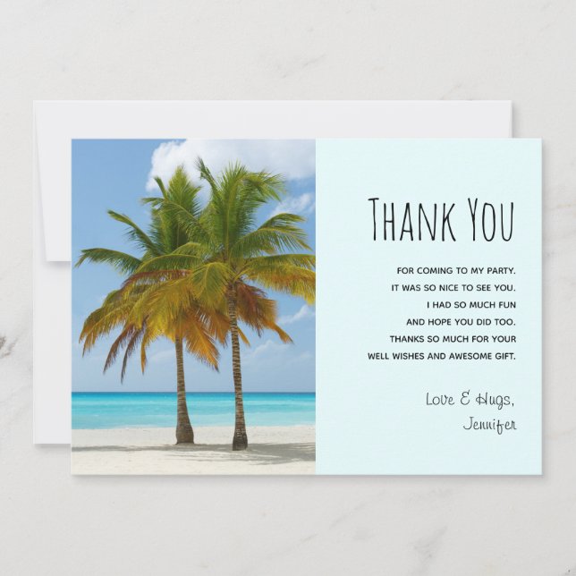 Beautiful Palm Trees on a Tropical Beach Thank You (Front)