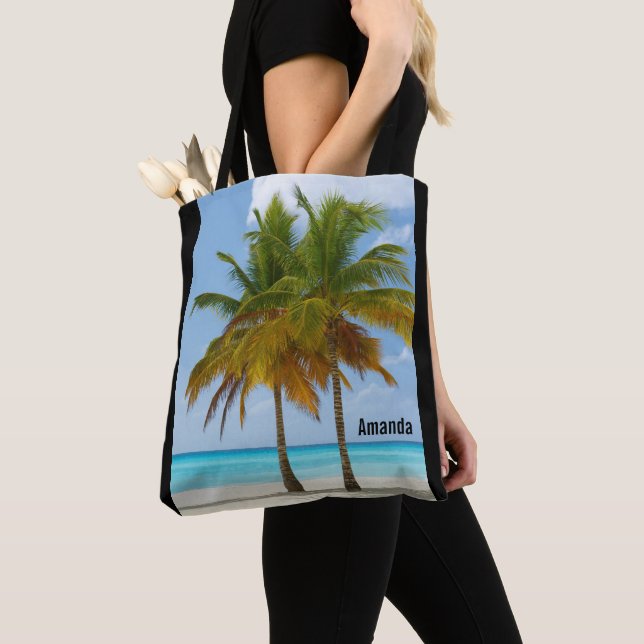 Beautiful Palm Trees on a Tropical Beach Tote Bag (Close Up)