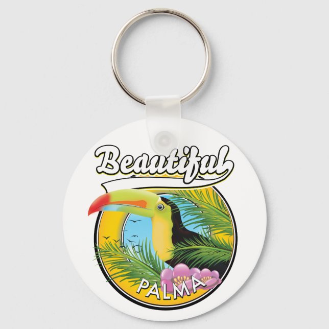 Beautiful Palma, toucan logo  Postcard Key Ring (Front)