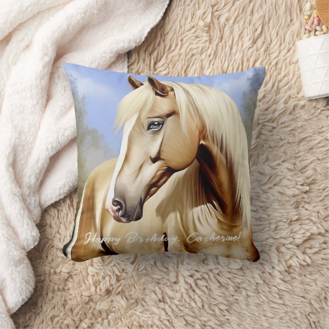 Beautiful Palomino Horse Birthday Cushion (Blanket)