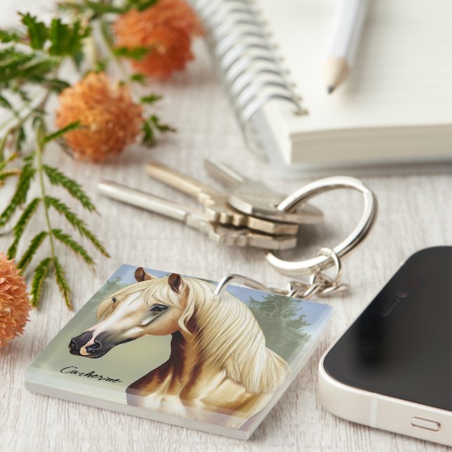 Beautiful Palomino Horse Key Ring (Front Right)