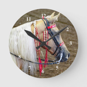 Beautiful Palomino Horse Photo Round Clock