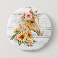 Beautiful Palomino horse with sunflowers custom