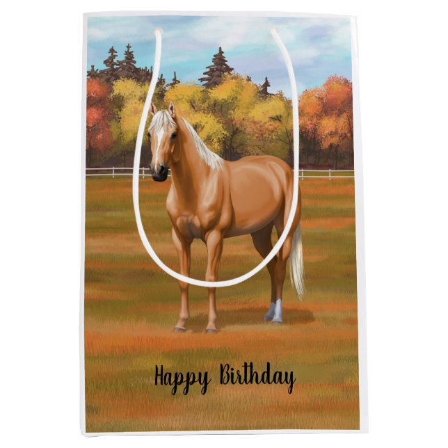 Beautiful Palomino Quarter Horse Stallion Medium Gift Bag (Front)