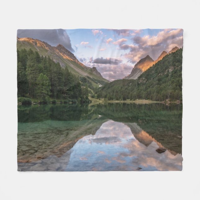 Beautiful Palpuogna Lake | Swiss Alps Fleece Blanket (Front (Horizontal))