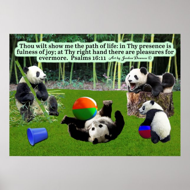 Beautiful Panda Scripture Poster  Psalms 16:11 (Front)