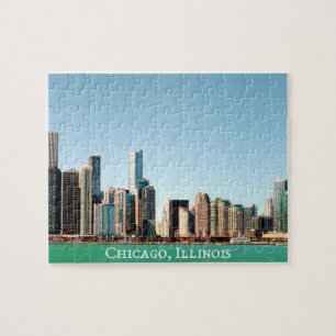 Beautiful Panoramic Chicago Skyline River Sunny Jigsaw Puzzle